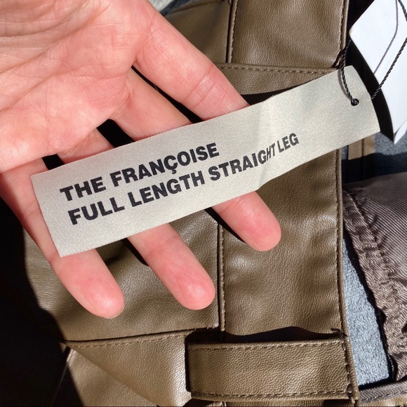 π ZARA ASH BROWN FAUX LEATHER FULL LENGTH STRAIGHT LEG HIGH WAIST PANTS! - Picture 9 of 16